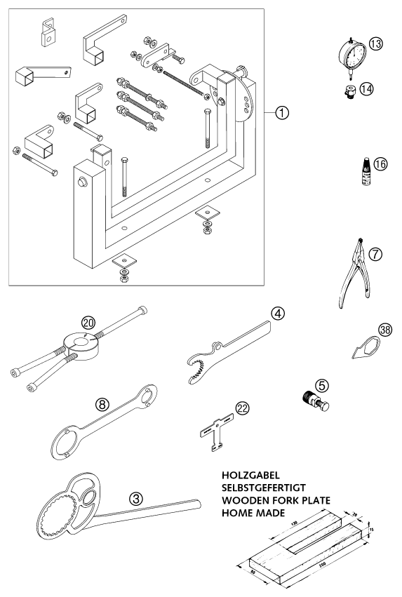 OUTILS SPECIAUX MOTEUR POUR 125 EXC 2001 (EU)