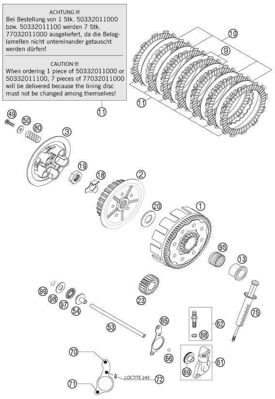 EMBRAYAGE POUR 125 EXC 2004 (EU)