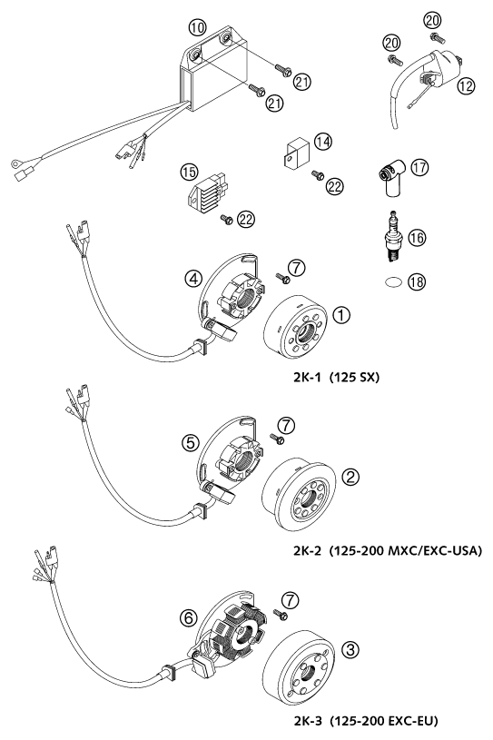 SYSTEME DE ALLUMAGE POUR 200 EXC GS 2001 EU