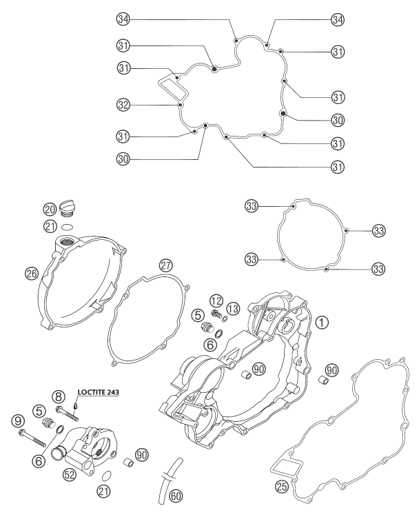 COUVERCLE D EMBRAYAGE POUR 200 EXC - GS 2001 (EU)