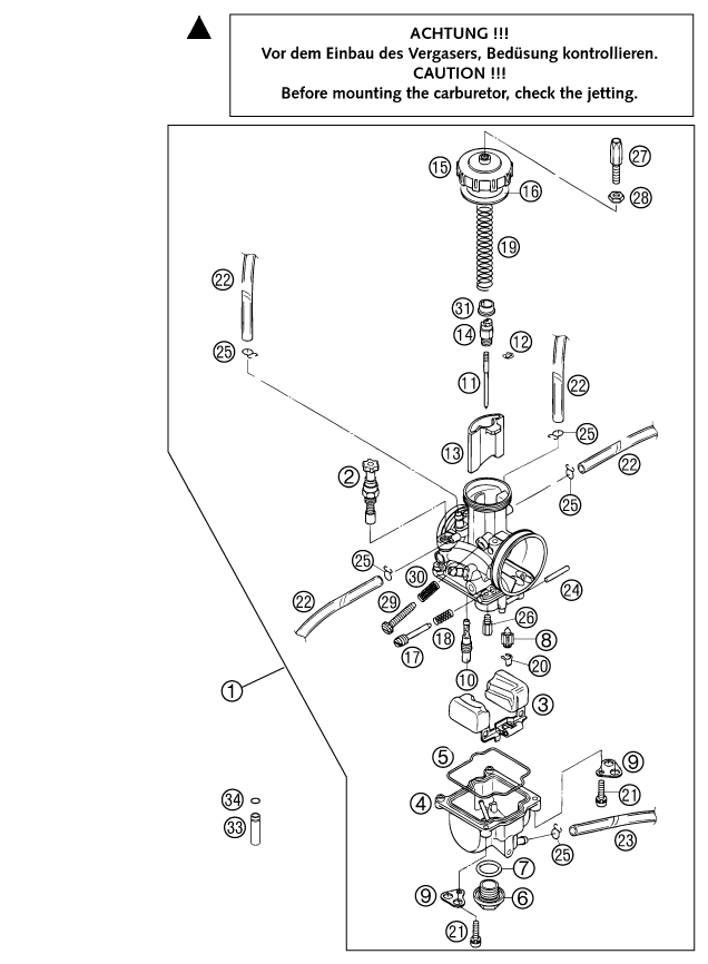 CARBURATEUR POUR 125 EXC 2002 (EU)