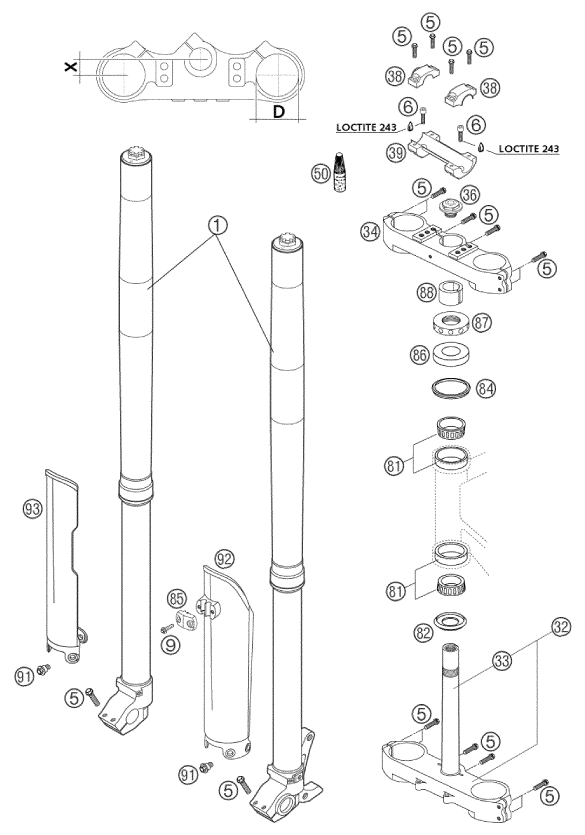 FOURCHE TELESCOPIQUE TE DE FOURCHE POUR 660 SM FACTORY REPLICA 2002 (EU)