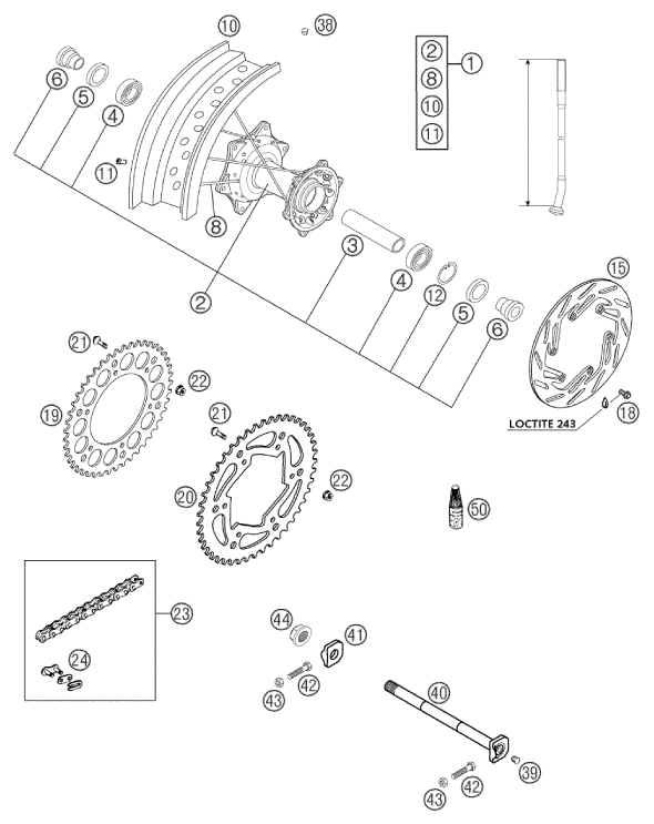 ROUE ARRIERE POUR 660 SM FACTORY REPLICA 2002 (EU)