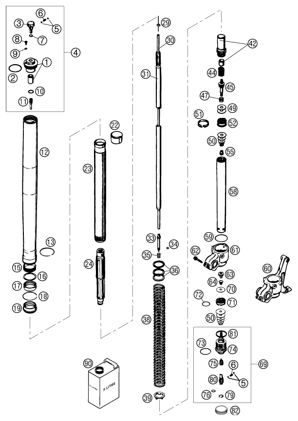 FOURCHE TELESCOPIQUE POUR 625 SC 2002 (EU)