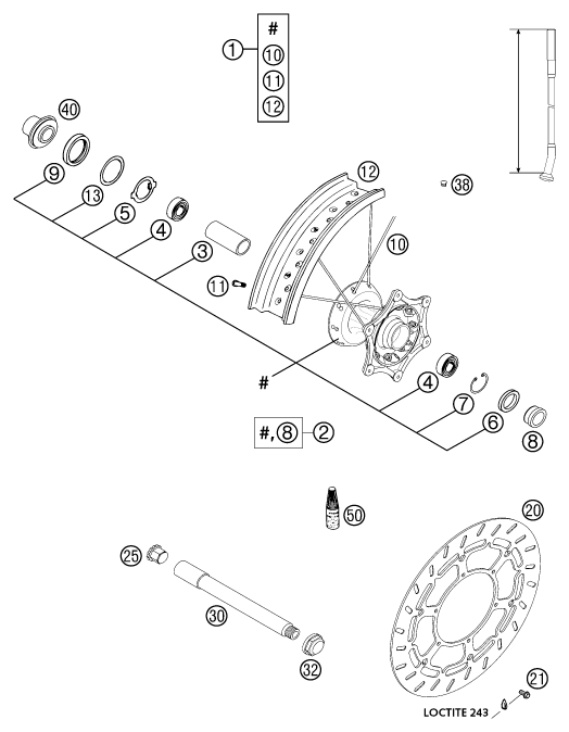 ROUE AVANT POUR 625 SC SUPER MOTO 2002 EU