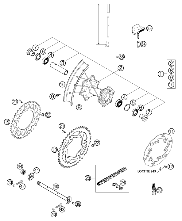 ROUE ARRIERE POUR 625 SC 2002 EU