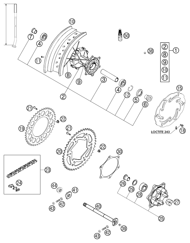 ROUE ARRIERE POUR 625 SC SUPER-MOTO 2002 (EU)