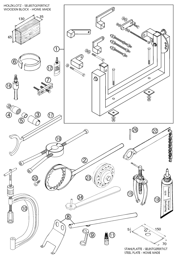 OUTILS SPECIAUX MOTEUR POUR 625 SC 2002 EU