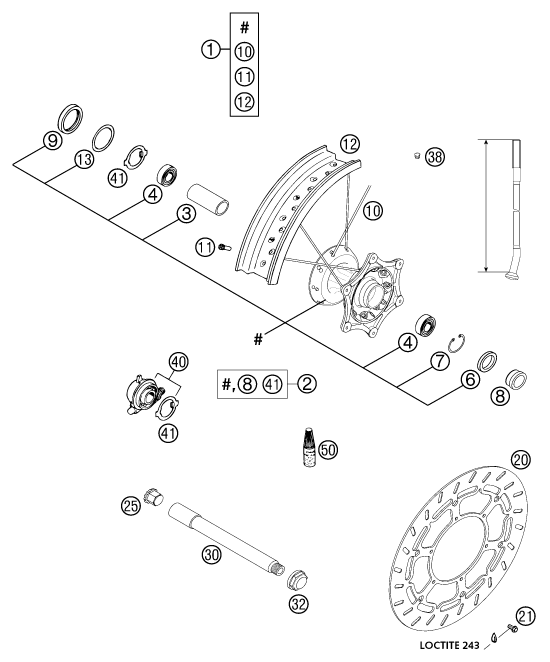 ROUE AVANT POUR 640 LC4-E SUPER-MOTO ROT 2002 (EU)