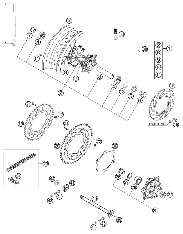 ROUE ARRIERE POUR 640 LC4-E SUPER-MOTO ROT 2002 (EU)