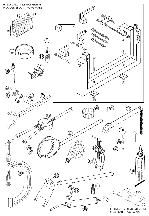 OUTILS SPECIAUX MOTEUR POUR 640 ADVENTURE-R 2002 (EU)