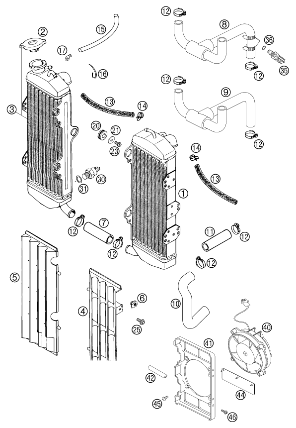 SYSTEME DE REFROIDISSEMENT POUR 640 ADVENTURE R 2002 EU