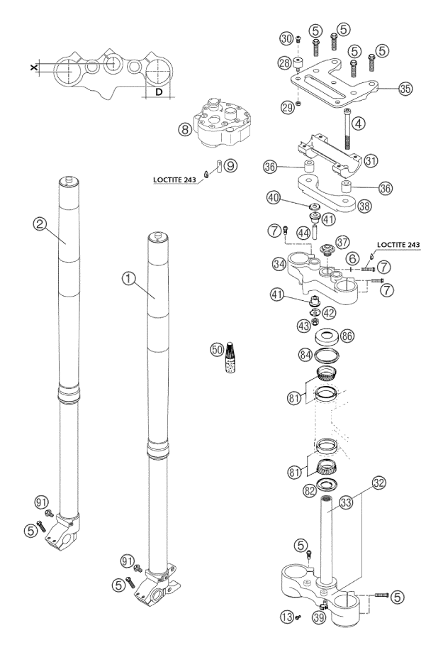 FOURCHE TELESCOPIQUE TE DE FOURCHE POUR 660 RALLYE 2002 (EU)