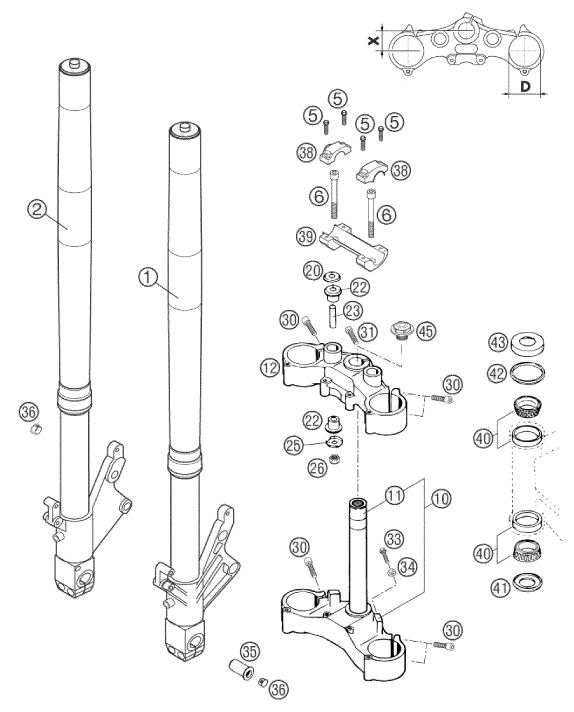 FOURCHE TELESCOPIQUE TE DE FOURCHE POUR 640 DUKE II ORANGE 2002 (EU)