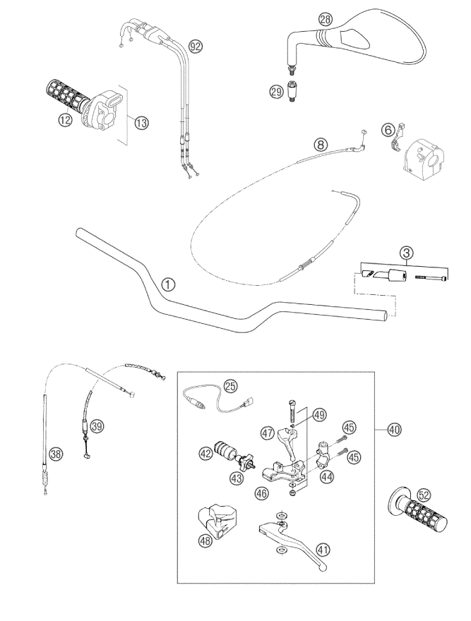 GUIDON ARMATURES POUR 640 DUKE II ORANGE 2002 EU