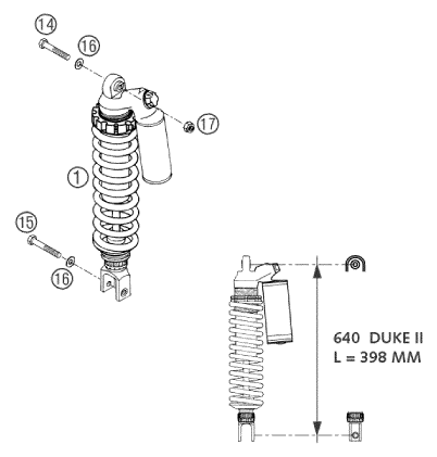 AMORTISSEUR POUR 640 DUKE II BLACK 2005 (EU)