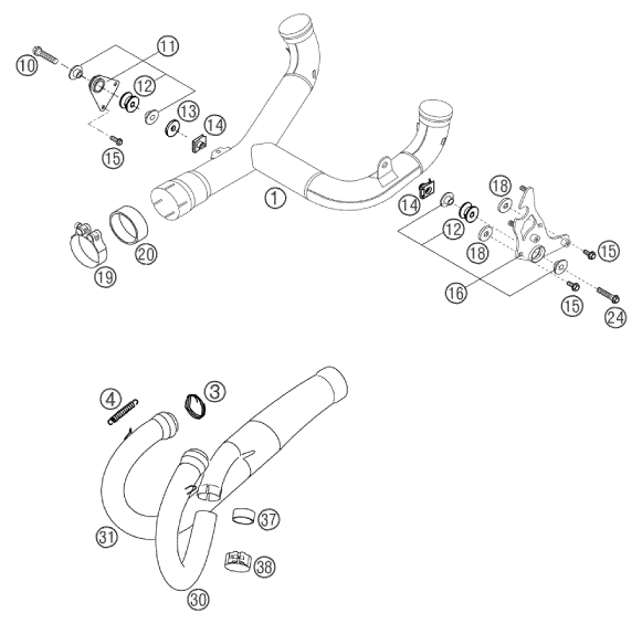 SYSTEME DECHAPPEMENT POUR 640 DUKE II ORANGE 2002 (EU)