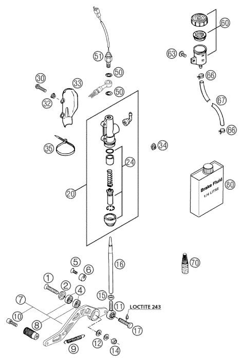 SYSTEME DE FREIN ARRIERE POUR 640 DUKE II DUKE ROT 2001 (EU)