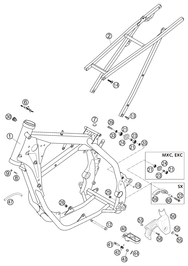 CADRE POUR 250 EXC RACING 2002 (EU)