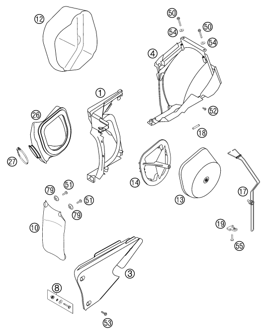 FILTRE A AIR POUR 250 EXC RACING 2003 (EU)