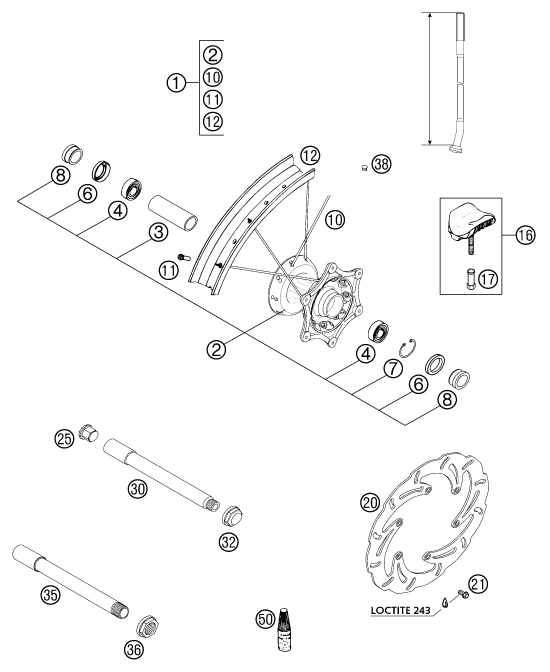 ROUE AVANT POUR 400 EXC RACING 2002 (EU)