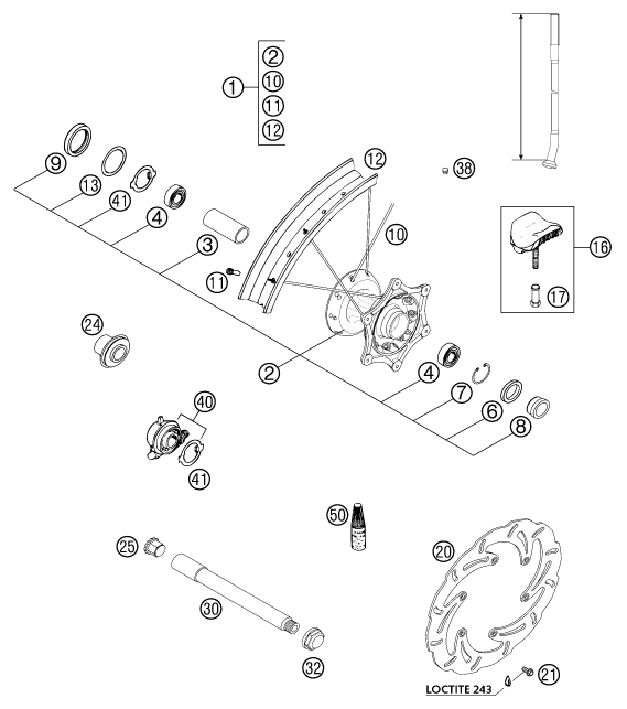 ROUE AVANT POUR 250 EXC RACING 2002 (EU)