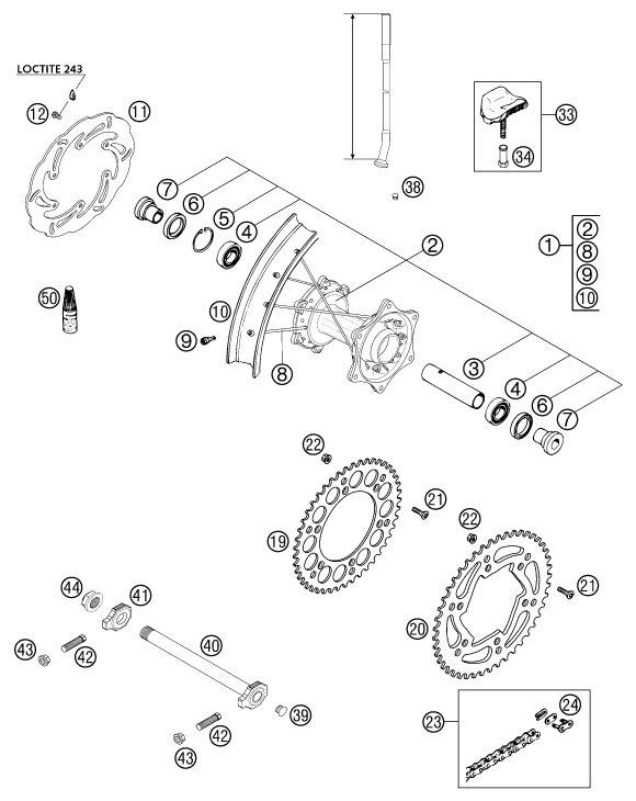 ROUE ARRIERE POUR 250 EXC RACING 2002 (EU)