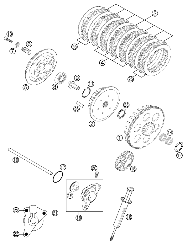 EMBRAYAGE POUR 400 EXC RACING 2002 (EU)