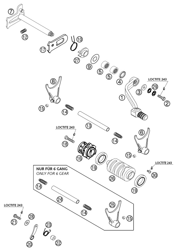 MECANISME DE SELECTION POUR 250 EXC RACING 2003 (EU)