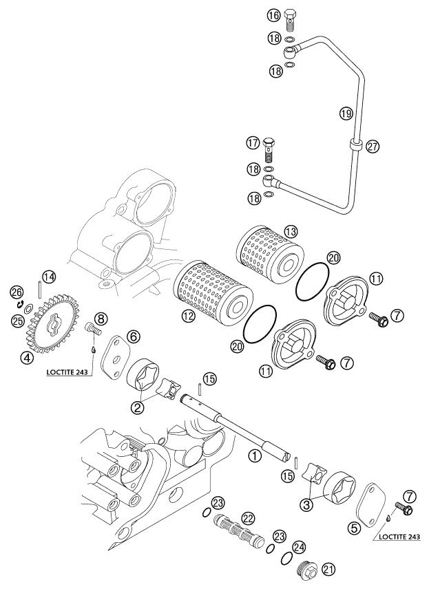 SYSTEME DE LUBRIFICATION POUR 250 EXC RACING SIX DAYS 2003 EU