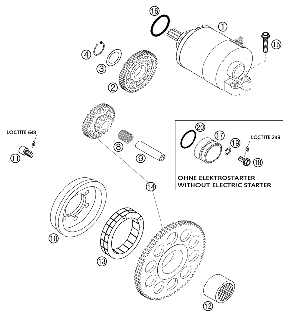 DEMARREUR ELECTRIQUE POUR 520 EXC RACING SIXDAYS 2002 EU