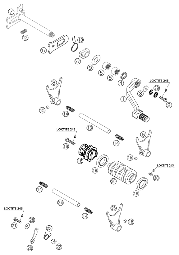 MECANISME DE SELECTION POUR 250 EXC RACING 2002 (EU)