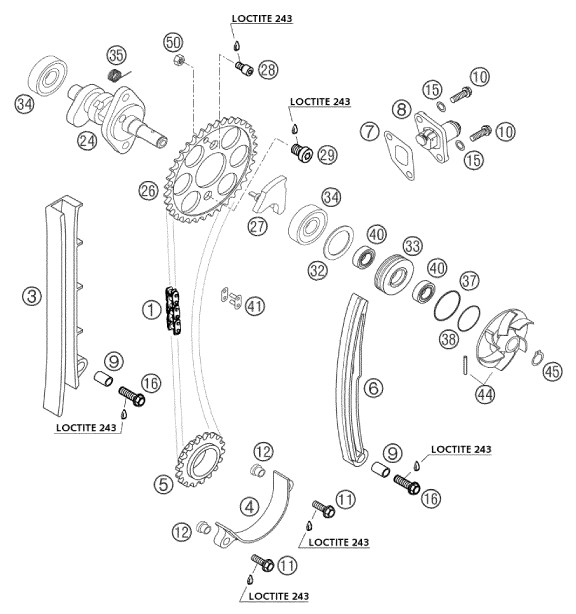 COMMANDE DE DISTRIBUTION POUR 250 EXC RACING 2002 (EU)