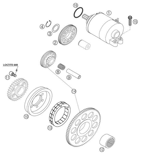 DEMARREUR ELECTRIQUE POUR 250 EXC RACING 2001 EU