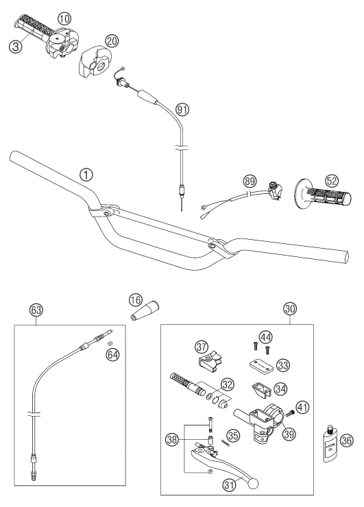 GUIDON ARMATURES POUR 105 SX 2006 (EU)