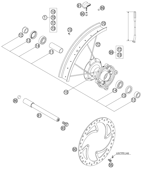 ROUE AVANT POUR 105 SX 2004 (EU)