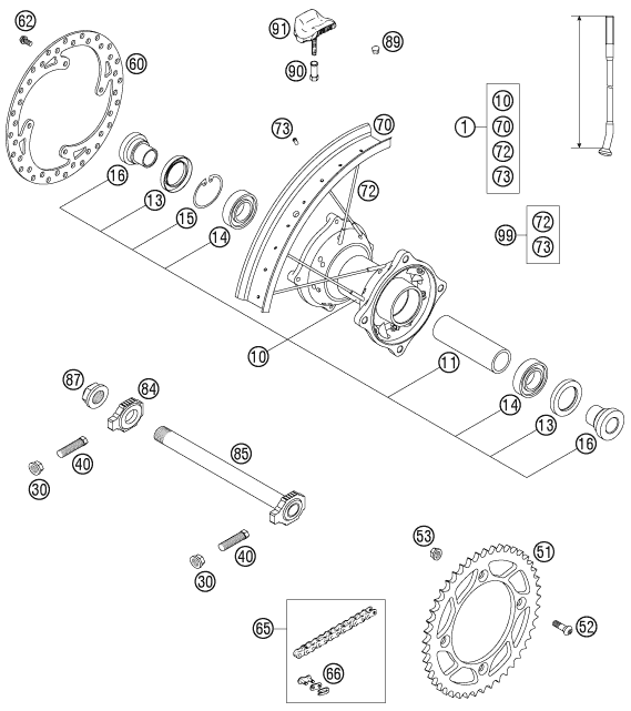 ROUE ARRIERE POUR 105 SX 2004 (EU)