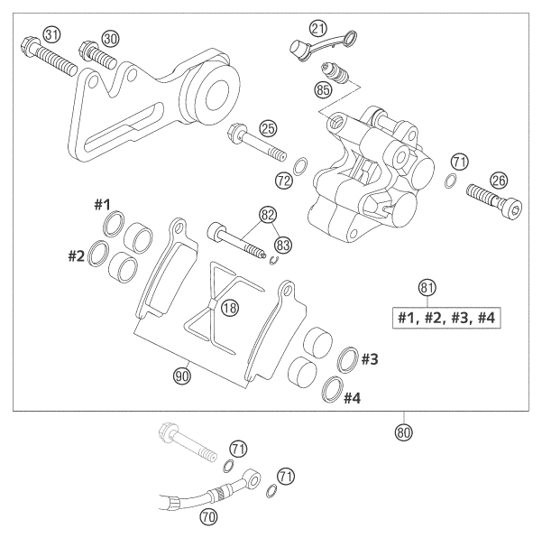 ETRIER DE FREIN ARRIERE POUR 85 SX 2003 (EU)