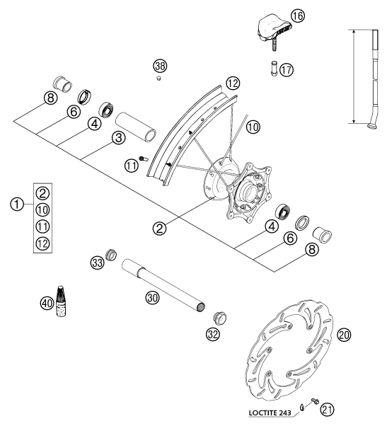 ROUE AVANT POUR 250 EXC 2003 (EU)