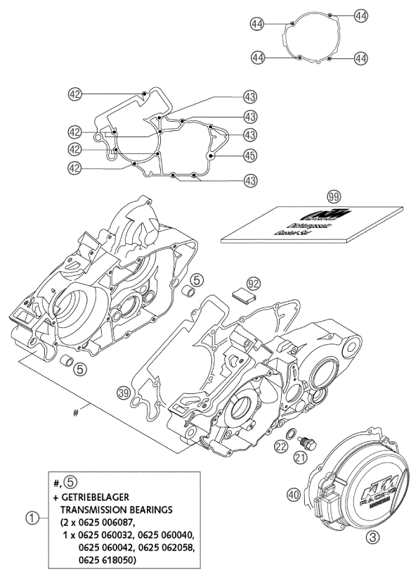 CARTER MOTEUR POUR 125 EXC 2003 EU