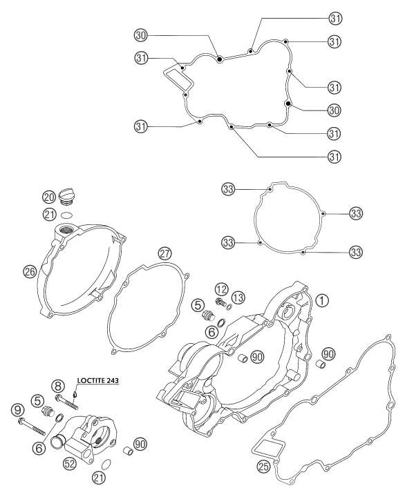 COUVERCLE D EMBRAYAGE POUR 125 EXC 2003 (EU)