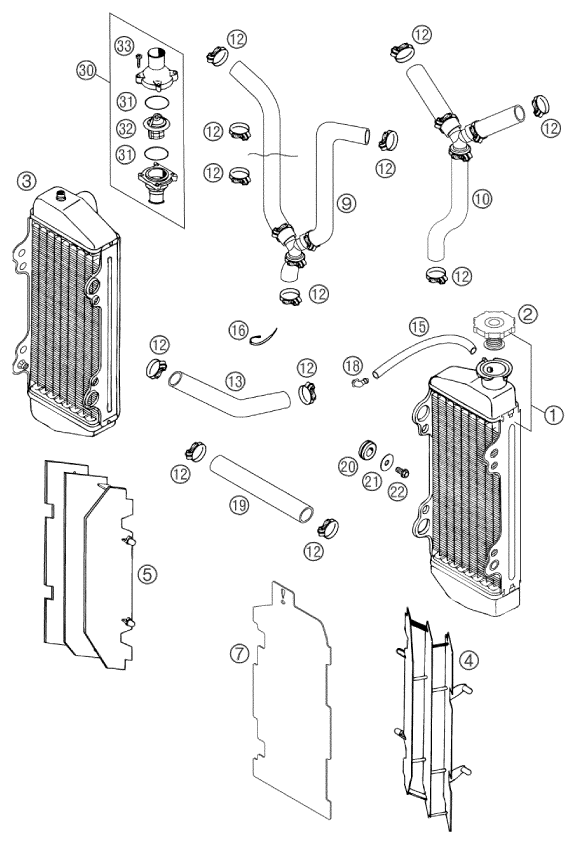 SYSTEME DE REFROIDISSEMENT POUR 125 EXC 2004 EU