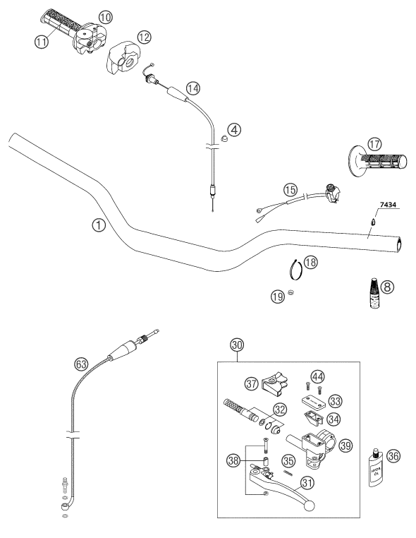 GUIDON ARMATURES POUR 250 SX 2003 (EU)