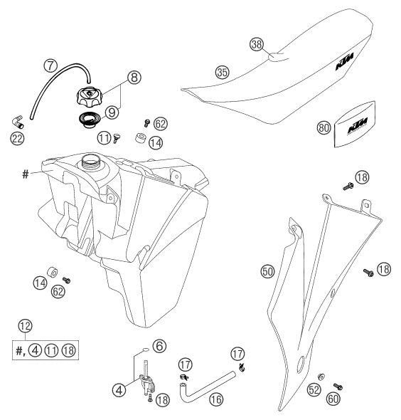 RESERVOIR SELLE POUR 250 SX 2003 EU