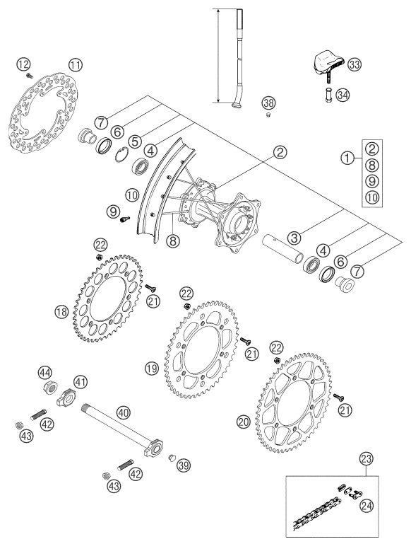 ROUE ARRIERE POUR 250 SX 2003 EU