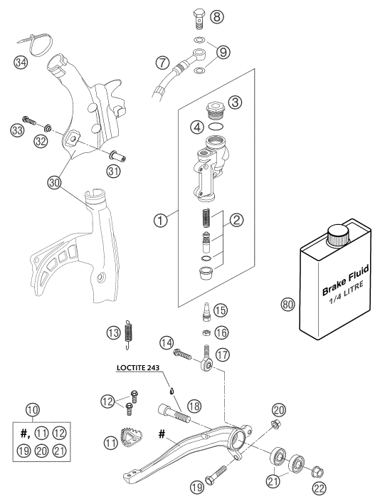 SYSTEME DE FREIN ARRIERE POUR 250 SX 2003 EU