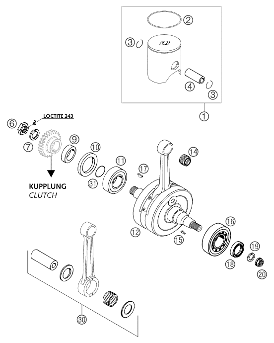 VILEBREQUIN PISTON POUR 250 SX 2003 (EU)