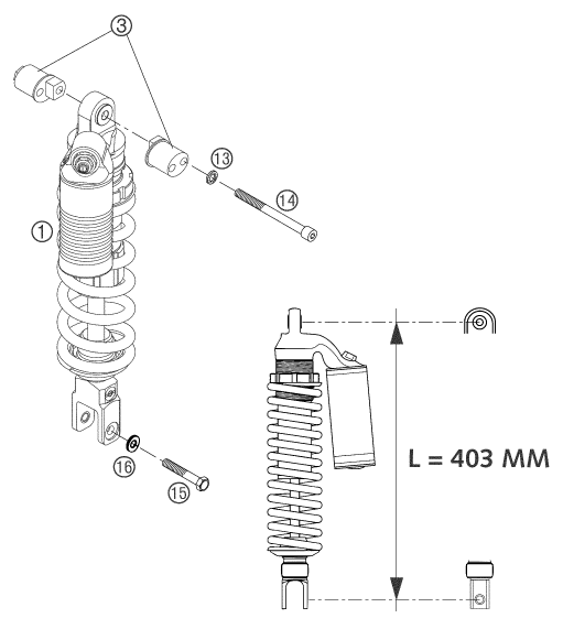 AMORTISSEUR POUR 660 SUPERMOTO FACTORY REPL. 03 (EU)