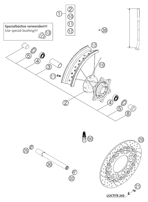 ROUE AVANT POUR 660 SUPERMOTO FACTORY REPL 03 EU