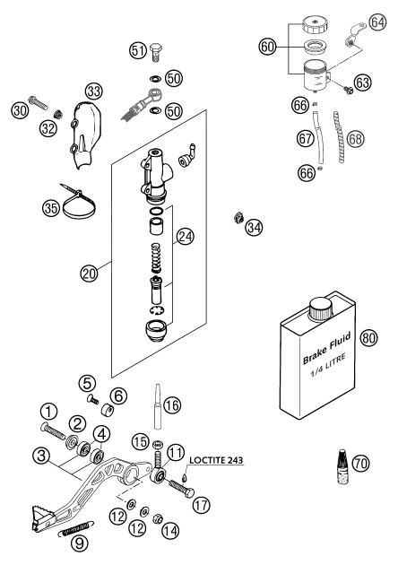 SYSTEME DE FREIN ARRIERE POUR 660 SUPERMOTO FACTORY REPL. 03 (EU)